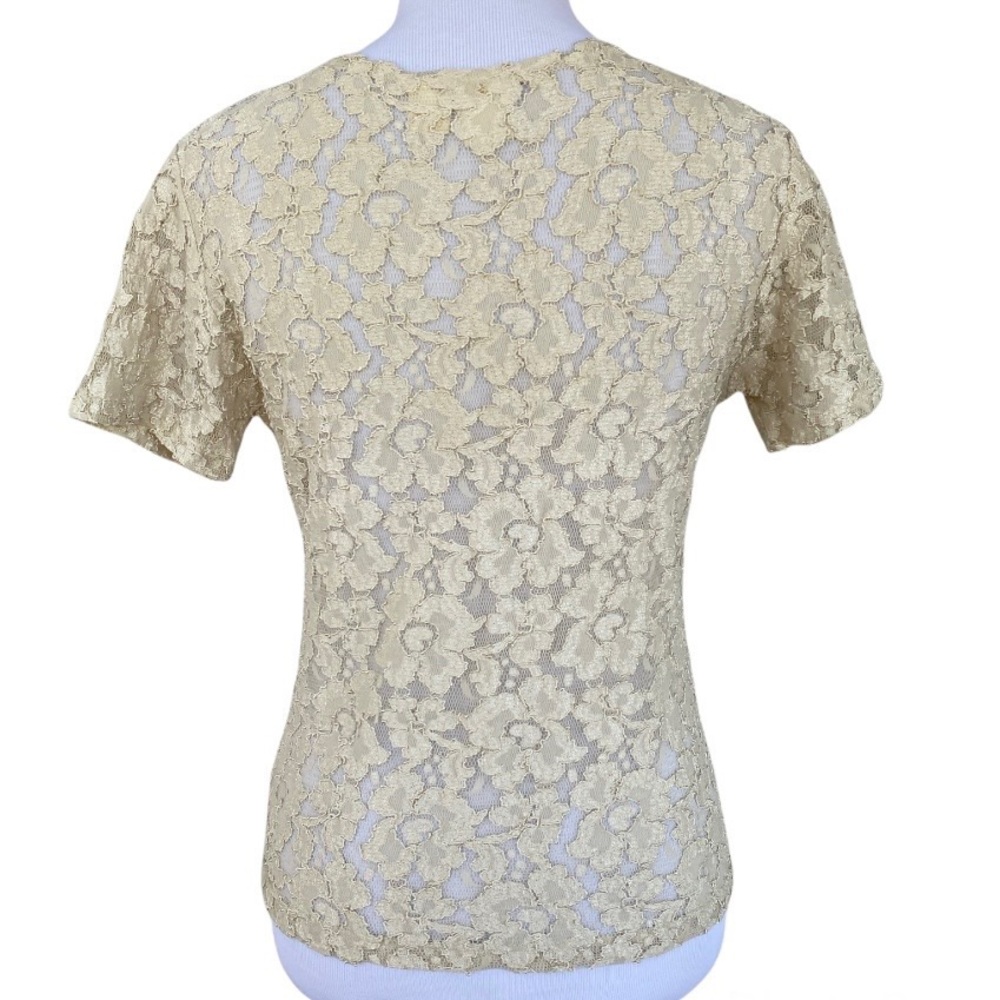Victoria's Secret Vintage Gold Label Sheer Floral Lace Top Cream Size Medium - Picture 2 of 6